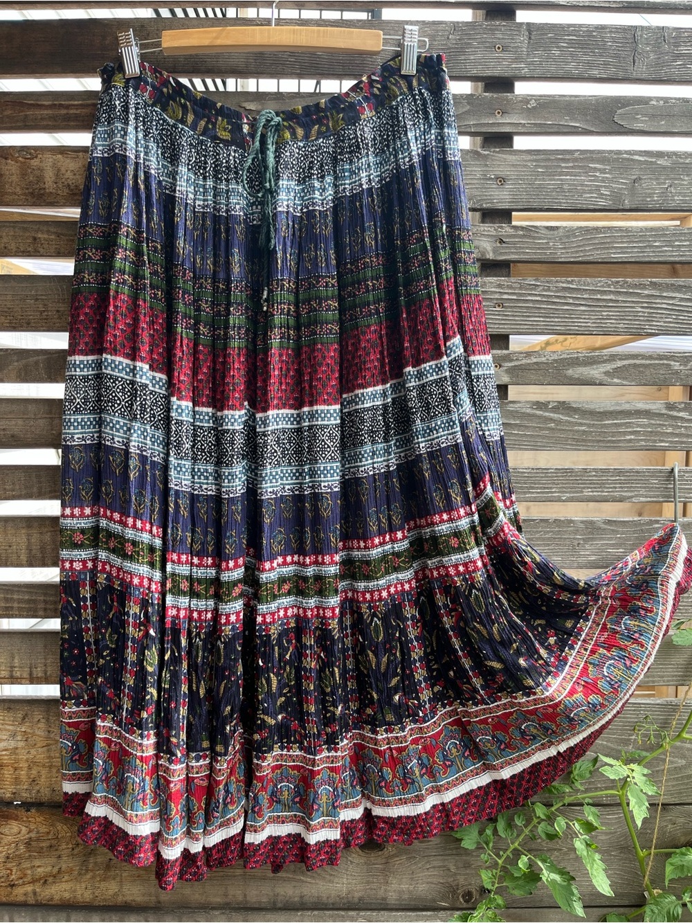 90s/Y2K Vintage Bohemian Print Full and Flowy Maxi Peasant Skirt M/L Whimsigoth - Picture 3 of 9